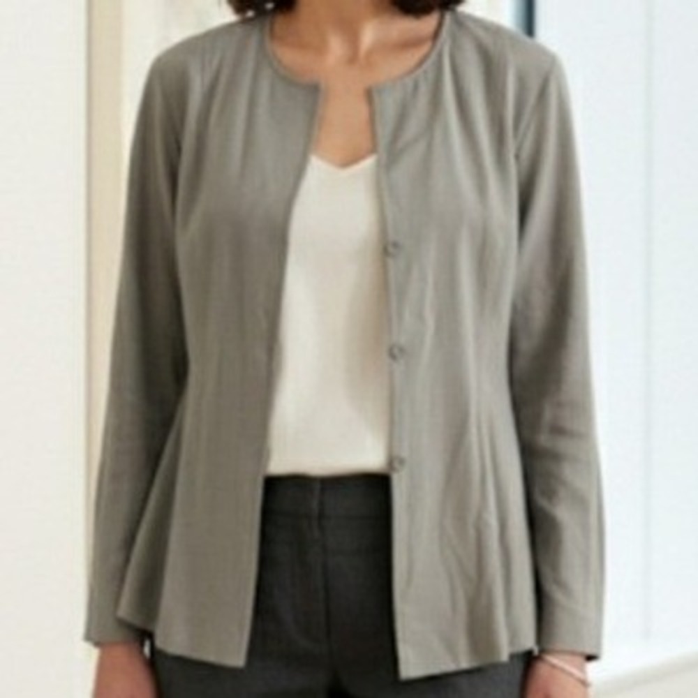 Eileen Fisher Womens Wool Lightweight Blazer Jacket Minimalist Capsule Brown‎ S